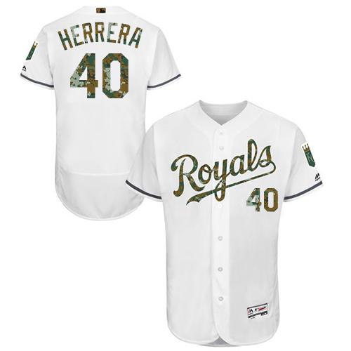 Royals #40 Kelvin Herrera White Flexbase Authentic Collection Memorial Day Stitched MLB Jersey
